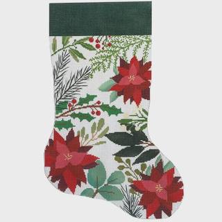 White Stocking with Red Flowers by Laura Love Designs (thumbnail)