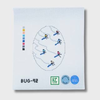Skiiers from Above Oval Canvas by Atlantic Blue Canvas (thumbnail)