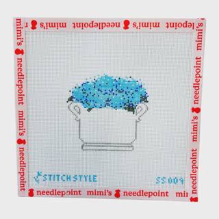 Blue Hydrangea Floral Arrangement with Stitch Guide by Stitch Style Needlepoint (thumbnail)