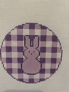 Gingham Peeps Bunny Round Lavender by Silver Stitch Needlepoint (thumbnail)