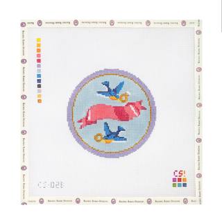 Love Birds Round Canvas by Rachel Barri Designs (thumbnail)