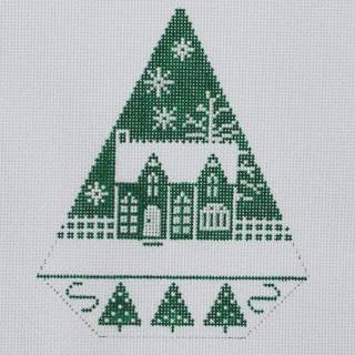 Shelly Tribbey Designs TR12 Green and White Christmas Triangle Christmas Ornaments by Shelly Tribbey Designs (thumbnail)