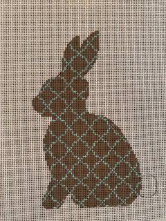 Chocolate and Aqua Rabbit by Kelly Clark Needlepoint (Colonial Needle) (thumbnail)