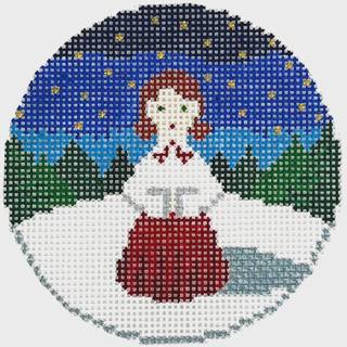 Caroler Brown Hair by Anne Fisher Needlepoint (thumbnail)
