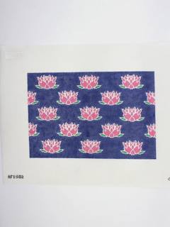 Lotus Clutch - Navy Canvas by Anne Fisher Needlepoint (thumbnail)