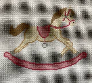 Rocking Horse-Pink w SG by Stitch Style Needlepoint (thumbnail)