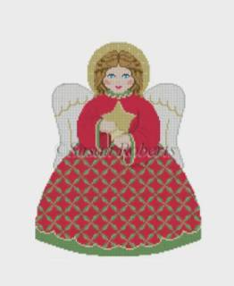 Tree Topper, Star Angel Front by Susan Roberts Needlepoint (thumbnail)