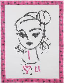 Maren Devine – I love u Napkin Art Sketch (on 18) MD-PL-09 by Kate Dickerson Needlepoint Collections (thumbnail)