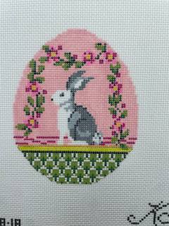 Pink Garland Bunny Egg by Kelly Clark Needlepoint (Colonial Needle) (thumbnail)