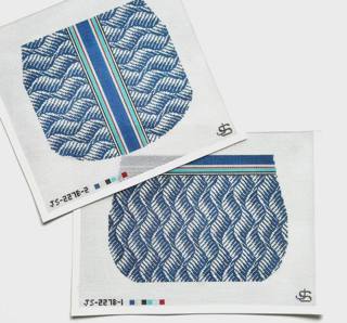 Feather Wave Purse and Flap Canvases - blue and white (2 canvases) JS-227B -1 and -2 by Jeni Sandberg Needlepoint (thumbnail)