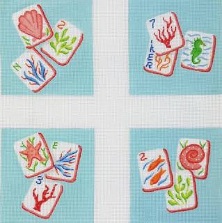 Coral Reef Theme Kate Dickerson Set Of Four Coasters Mahjong Tiles by Kate Dickerson Needlepoint Collections (thumbnail)