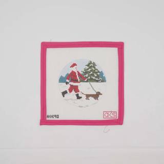 TRUNK - Sporty Santa - Dog Walking Santa - Dachshund by Ann Kaye Studio (thumbnail)