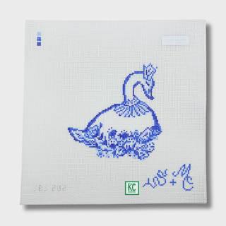 Blue and White Swan Canvas by Spellbound Stitchery (thumbnail)