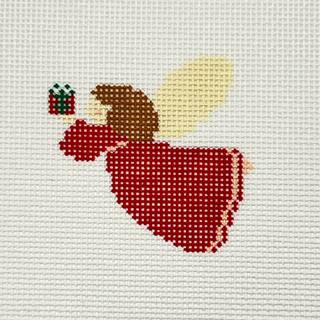 Red Angel with Present by Stitch Style Needlepoint (thumbnail)