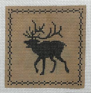 The Plum Stitchery Left Facing Caribou Silhouette Needlepoint Canvas by The Plum Stitchery (thumbnail)