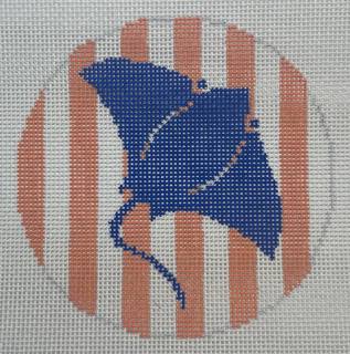 Sting Ray on Coral Stripes by Kristine Kingston (thumbnail)