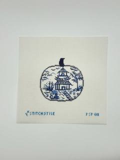 Chinoiserie Pumpkin Needlepoint Canvas by Stitch Style Needlepoint (thumbnail)