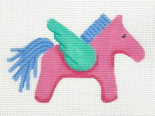 Bag Charm - Hermes Inspired Pink Pegasus by Kate Dickerson Needlepoint Collections (thumbnail)