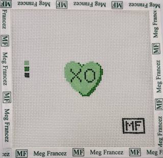 XO Heart Mini Green Heart by M F Needlepoint (thumbnail)