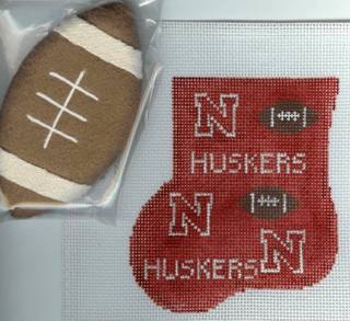 Mini Sock - University of Nebraska w/football by Kathy Schenkel (thumbnail)
