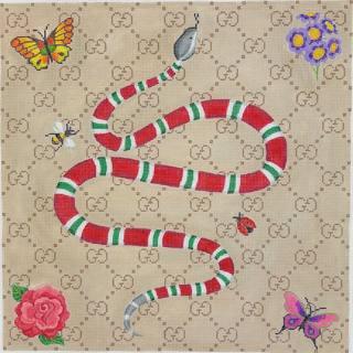 Designer Scarf Series – Gucci-Inspired Snake & Flowers by Kate Dickerson Needlepoint Collections (thumbnail)