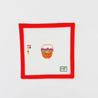 Red Flowers in a Basket Mini by M F Needlepoint (thumbnail)