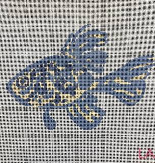 Blue Goldfish Hand Painted Needlepoint Canvas by La Fete Needlepoint (thumbnail)