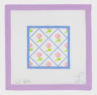 Poppies In Lattice Coaster by Lycette Designs (thumbnail)
