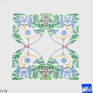 Chinoiserie Dog Tray Insert by Anne Fisher Needlepoint (thumbnail)