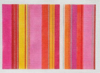 Tufted Stripe Clutch Canvas - Pink and Orange JS-220B by Jeni Sandberg Needlepoint (thumbnail)