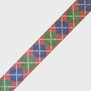 Argyle Belt - Red Background with Navy/Green/Khaki on 14 by Meredith Collection (thumbnail)