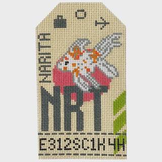 Tokyo NRT Retro Travel Tag by Hedgehog Needlepoint (thumbnail)