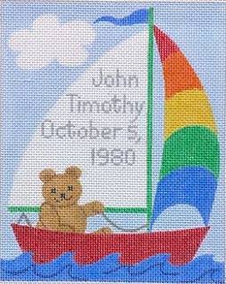 Sailing Teddy Birth Announcement 18M by Kate Dickerson Needlepoint Collections (thumbnail)
