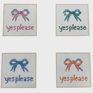Yes Please Coasters Set by Anne Fisher Needlepoint (thumbnail)