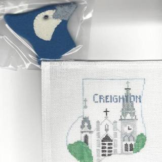 Mini Sock - Creighton with Blue Jay by Kathy Schenkel (thumbnail)