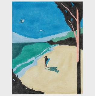 Surfer Girl on the Beach by Anne Fisher Needlepoint (thumbnail)