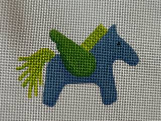 Mini Bag Charm - Hermes Pegasus Blue by Kate Dickerson Needlepoint Collections (thumbnail)