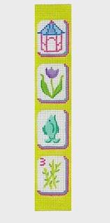 Mahj Jong Tiles Key Fob - Chinoiserie Theme by Kate Dickerson Needlepoint Collections (thumbnail)