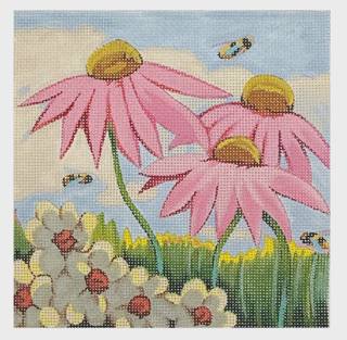 M-Flowers and Bees by Blue Waters Needlepoint (thumbnail)