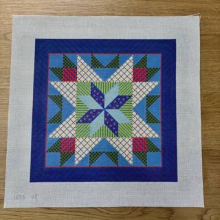 Patchwork Star, 14" Quilt - 13 mesh by Susan Roberts Needlepoint (thumbnail)