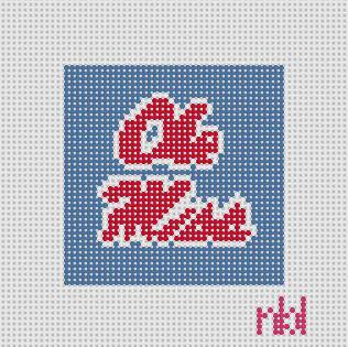 Needlepoint by Laura Ole Miss Mini Square 2.2" by Needlepoint by Laura (thumbnail)