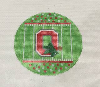 Ohio State Football Field Round by Needlepoint by Laura (thumbnail)