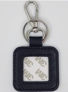 Square Key Fob or bag charm - black with silver by Blue Waters Needlepoint (thumbnail)