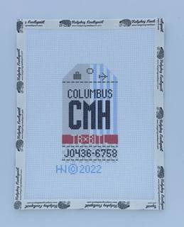 Retro Travel Tag · Columbus by Hedgehog Needlepoint (thumbnail)