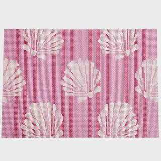 Shells/Stripes Clutch/Pink by Two Sisters Needlepoint (thumbnail)