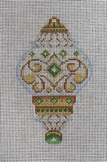 white & gold ornament, peridot jewels by Burnett and Bradley (thumbnail)
