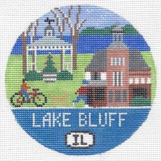 Lake Bluff Round Canvas by Doolittle Stitchery (thumbnail)