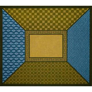 JP Tallit Blue and Yellow Geometric by Gone Stitching (thumbnail)