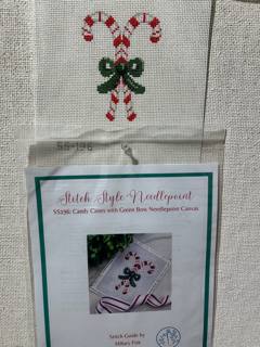 Candy Canes w/ Green Bow by Stitch Style Needlepoint (thumbnail)