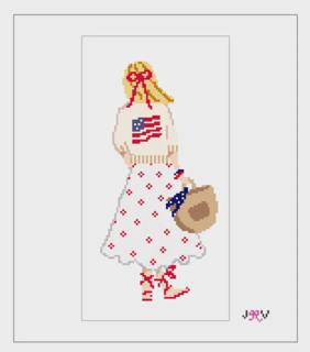 JV101 - Flag Girl Needlepoint Canvas by Jennifer Vallez Needlepoint (thumbnail)